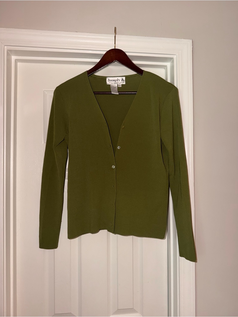 Joseph A. Olive Green Lightweight V-Neck Cardigan